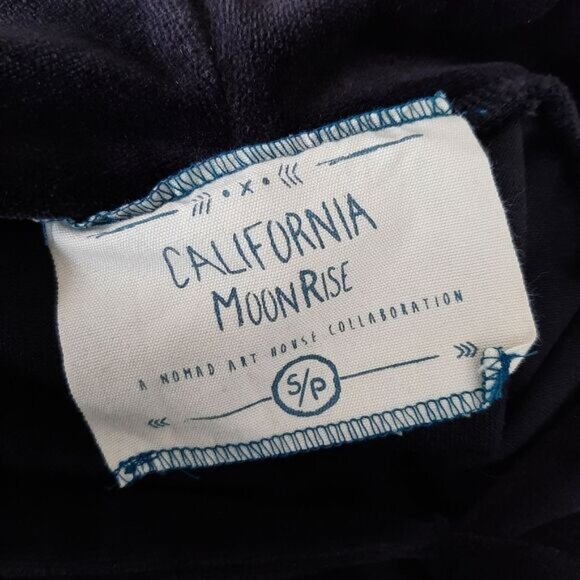 CALIFORNIA MOONRISE Oversized Soft Velvet Pullover Hoodie Sweatshirt Black Sz S - Picture 11 of 12